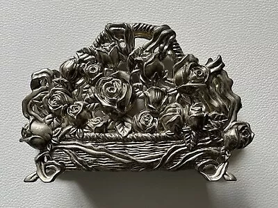 Vintage International Silver Co. Napkin Holder Tables Dinner Engraved Roses/Old  • $17.50