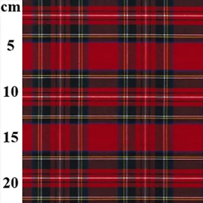 £4.95 • Buy Tartan Fabric 100% Cotton Light Weight Royal Stewart 150cm Wide C7122 Red