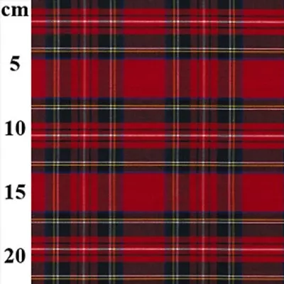 Tartan Fabric 100% Cotton Light Weight Royal Stewart 150cm Wide C7122 Red • £3.96