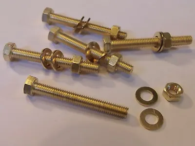 £3.45 • Buy M5x40 Brass Hex Head Bolts Nuts & Washers (pack 0f 5) Brass Set Screws X5