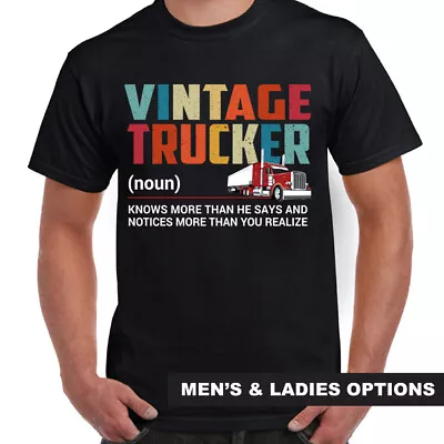 Funny T-Shirts VINTAGE TRUCKER Definition Dad Pop T-Shirt Birthday Present Gift • $48.95
