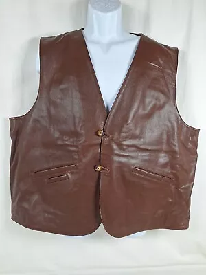 Orvis Canyon Country Mens Vest Brown Genuine Leather Sz 2XL Cotton Lined • $100
