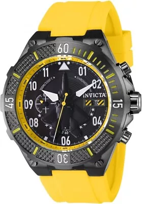 Invicta Aviator Men's Black Dial Chronograph Quartz Yellow Silicone Band Watch • $64.50