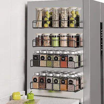 4 Pack Magnetic Spice Rack Organizer Space Saver For Refrigerator And Microwave • $27.94