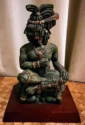 Vintage MCM Crushed Stone Aztec Mayan God Statue Malachite Resin Mexico • $93.75