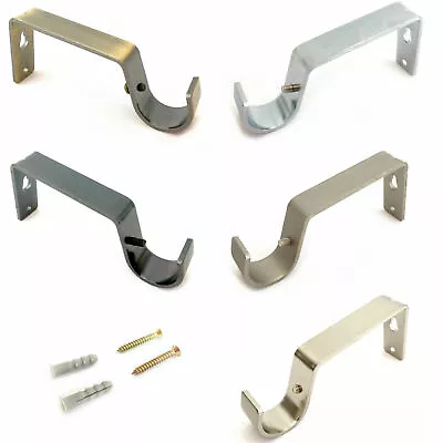 New Metal Curtain Pole Bracket Rod Holder Heavy Duty Curtain Hooks Pole Brackets • £9.69