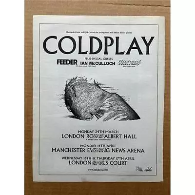 COLDPLAY UK TOUR 2003 POSTER SIZED Original Music Press Advert From 2003 - These • £12