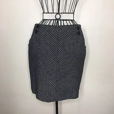 ANN TAYLOR Black White  Dot Career Skirt Lined Pockets Size 6P #320 • $16.28