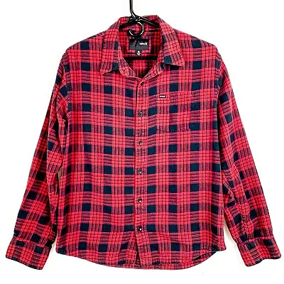 Hurley Shirt Mens Medium Red Plaid Flannel Outdoors Lumberjack Lightweight Hike • $11.07