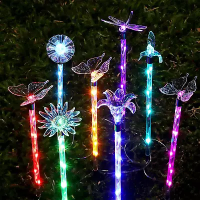 8-Pack Solar Garden Lights: Remote Control Waterproof Decor For Patio Yard • $36.24