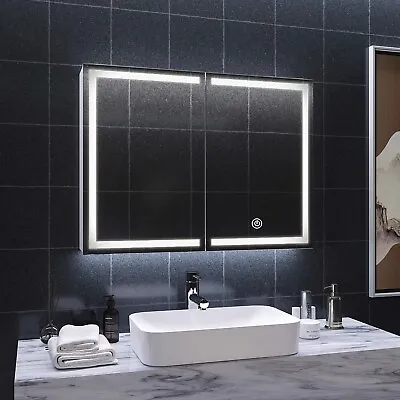 LED Light Bathroom Medicine Cabinet With Power Strip Wall Mounted Mirror Cabinet • $199.98