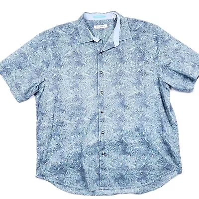 Tommy Bahama Shirt Mens XL Blue Tiger Fawn Birds Jungle Print Button Up • $16.87