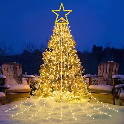  Outdoor Christmas Decorations Star String Lights 317 LED Christmas Tree White • $34.60