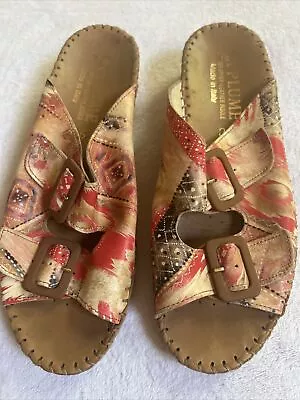 La Plume Jen Double Buckle Floral Sandal Slide On Size 36 5.5/6US Excellent • $17