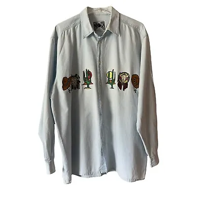 Vintage Nikoata Mens XL Western Embroidered Collared Long Sleeve Button Up Shirt • $69.99