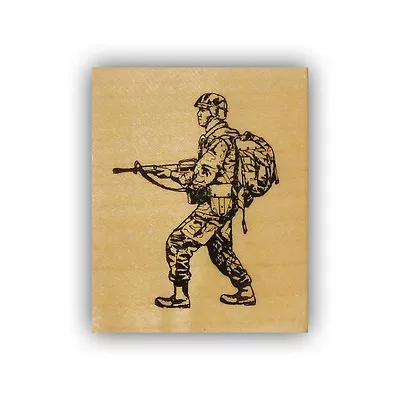 Soldier Standing Mounted Rubber Stamp Military Troops Army Man Person CMS #4 • $13.05