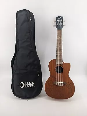 Luna Guitars UKE TEC MAH Tattoo Mahogany Acoustic Electric Ukulele W/ Bag • $119.99