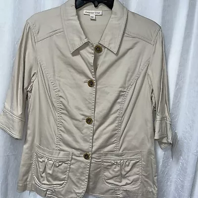 Coldwater Creek Women's Jacket Khaki 3/4 Length Sleeve Jacket Size 12 • $12