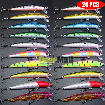 Lot 20pcs Kinds Of Fishing Lures Crankbaits Hooks Minnow Baits Tackle Crank USA • $24.99