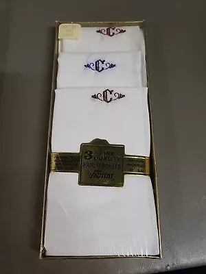 Vintage White Fabrini Handkerchief Monogramed  C  New In Box • $12