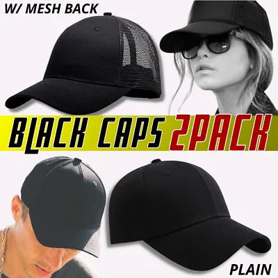 2 Pack Baseball Cap Ball Dad Hat Adjustable Plain Solid Washed Mesh Men Women • $9.99