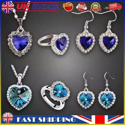 £5.09 • Buy New Titanic Heart Of Ocean Crystal Rhinestone Necklace Ring Earrings Set #gib
