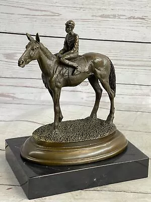 Original Milo Signed Bronze Sculpture Statue Of Jockey& Race Horse  Trophy Sale • $129.50