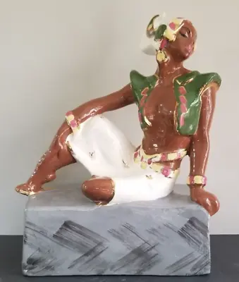 Vintage Ceramic Statue Figure Base Mid Century Native Dancer Genie Lady 1950s • $135
