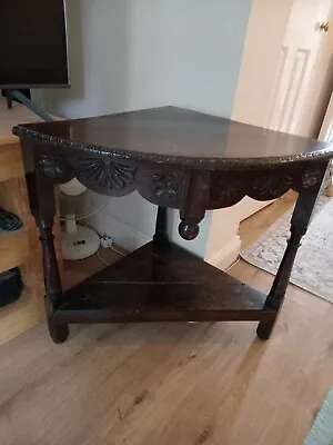 Antitique Charm Corner Table Tudor Brown. Carved Very Old Lovely Patina.  • £150