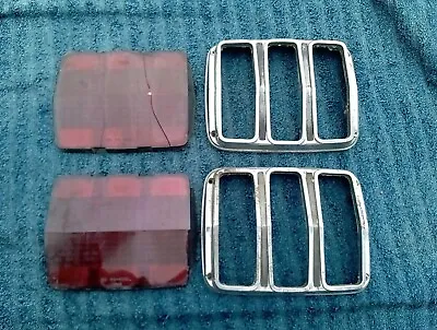 Original 1964 65 Ford Mustang Tail Light Lens Chrome Housing Trim Set FOR PARTS • $18.95