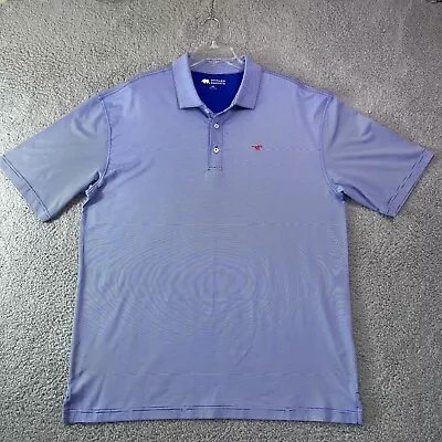 Onward Reserve Men's XXL Short Sleeve Polo Blue/White Striped Mustang Logo Golf • $16