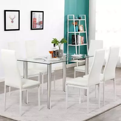 6 Piece Dining Set Kitchen Room Table Set Dining Table With 6 Leather Chairs • $239.99