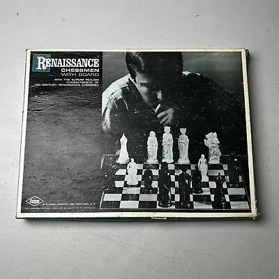 Vintage 1959 E S Lowe Renaissance Chessmen Felted Set No 831 With Board Plastic • $34.99