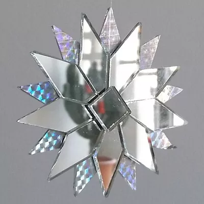 Large Clear Mirrored Glass Mandala Hanging Star Mobile Sun Catcher Recycled • £12.55