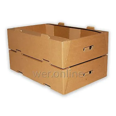 1 X Strong Cardboard Vegetable Fruit Box Produce Storage Tray 22x 15x 5.5  SW • £10.44