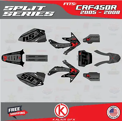 Graphics Kit For HONDA CRF450R (2005-2008) SPLIT SERIES- Red Shift • $96.99