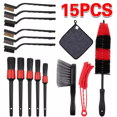 15x Car Wash Wheel & Rim Brush Kit Detail All The Brushes Needed Auto Cleaning R • $14.96