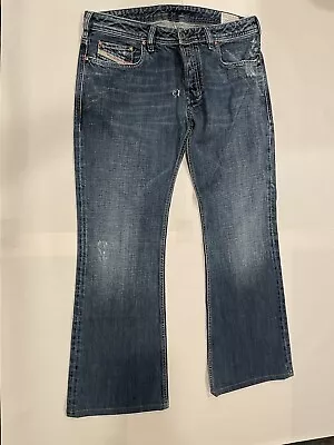 Diesel Jeans Men's 33x34 Zathan Regular Fit Bootcut Blue Denim Pants • $59.99