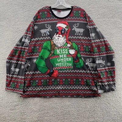 $9.59 • Buy Men's Marvel Deadpool Kiss Me Under The Mistletoe Christmas PJ Shirt - Size 2XL