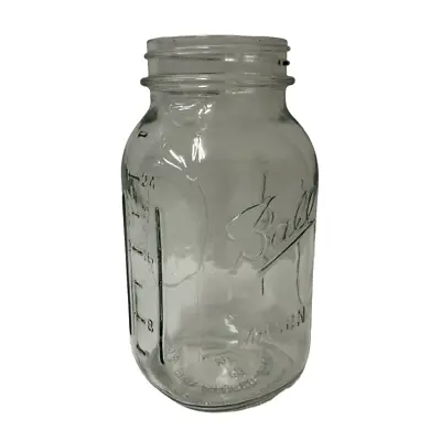 Genuine Ball Mason Jar Qt Clear Glass Measure Sculptured 62 C8 Canning Jar Nice • $10.43