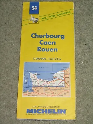 France Michelin Map 54 Cherbourg & Rouen - Scale 1:200000. 1989 Edition • £1.19