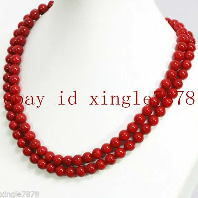 Natural 6/8/10/12mm South Sea Red Coral Round Gemstone Beads Necklace 36  • $6.43