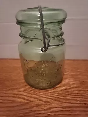 Vintage Grandma Wheaton's Old Fashioned Receipts Canning Jar Green Glass • $34.99