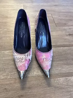 Couture Donald J. Pliner- Pink Silver-Cap Pointed Country-Theme Toe Heels 9 EUC • $49