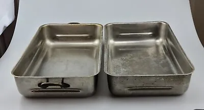 RARE Vintage Lufthansa Airlines Galley Kitchen Steel Roasting Pans 12.5 X7.5  • £144.62