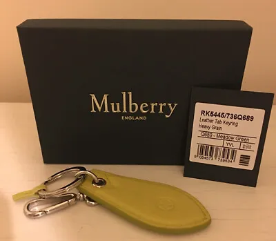 Authentic Mulberry Meadow Green Leather Tab Keyring Gift Boxed Bnwt • £79.95