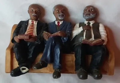 Vintage UTI African American Church Pew Resin Figurine 3 Old Men Deacons Board • £14.43