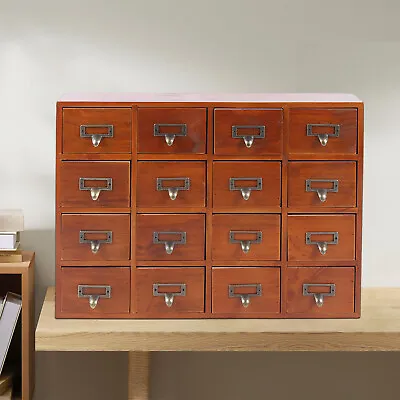16 Drawers  Vintage Tabletop Library Card Catalog Cabinet Apothecary Storage Box • $63.65
