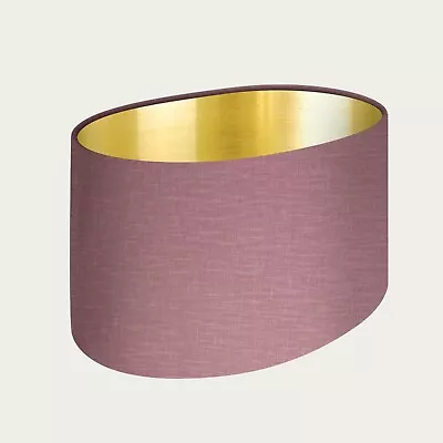 Lampshade Mauve Textured 100% Linen Brushed Gold Oval Light Shade • £47.50