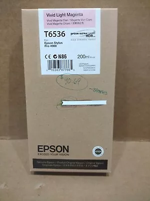 Genuine Epson T6536 Vivid Light Magenta Ultrachrome HDR Ink 4900  • $15.50